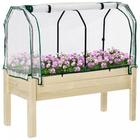 Outsunny Jardiniere Sur Pieds Potager Dim. 48 X 22 X 46 Inch Bache Pe Enroulable Trous De Drainage I