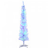 Homcom Sapin De Noel Artificiel De 6 Pi Avec Lumieres Led Colorees, Blanc