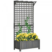 Outsunny Lit De Jardin Sureleve , Jardiniere En Bois Avec Treillis, Jardiniere Avec Ecran De Confide