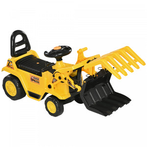 Aosom Kids Pelleteuse Avec Pince, Chariot De Traction Avec Son Realiste, Camion De Construction Avec Rangement Sous Le Siege, Roues A Bande De Roulement, Conception Sans Alimentation