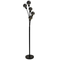 Lampe à pied Budding Branch de Dainolite en verre fumé, avec fini noir et 5 ampoules