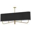 Lustre horizontal Eleanor de Dainolite avec abat-jour noir et blanc, avec fini laiton vieilli et 4 ampoules