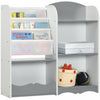 Qaba Etagere De Rangement Pour Jouets D'enfants, Bibliotheque Pour Chambre A Coucher, Salle De Jeux, Creche, Gris