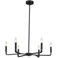 Lustre Colette de Dainolite avec fini noir mat et 6 ampoules