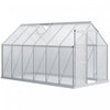 Outsunny 12' X 6' Outsunny Kit De Serre De Jardin En Polycarbonate Avec Event De Toit Reglable, Gouttiere Et Porte Coulissante Pour L'hiver Argente