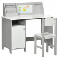 Qaba Ensemble De Bureau Pour Enfants Avec Chaise Et Tableau Blanc Pour Dessiner Et Ecrire, Bureau Po