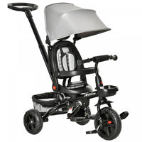 Qaba Tricycle Enfants Evolutif 4 En 1 Canne Telescopique Amovible Et Pare-soleil Pliable Demontable