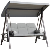 Outsunny Balancelle De Porche 3 Places Avec Auvent Inclinable, Gris Clair