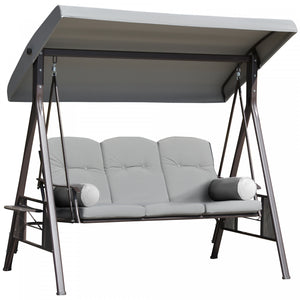 Outsunny Balancelle De Porche 3 Places Avec Auvent Inclinable, Gris Clair