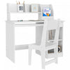 Qaba Ensemble Bureau Et Chaise Pour Enfants De 5 A 8 Ans Avec Rangement, Table D'etude Et Chaise Pour Enfants, Blanc