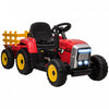 Aosom Tracteur Pour Enfants 12 V Avec Remorque, Tracteur Electrique Alimente Par Batterie Avec Telecommande, Son De Demarrage Musical Et Klaxon, Usb, Lumieres Led, Rouge