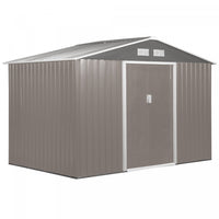 Outsunny 9.1'x 6.4' X 6.3' Abri De Jardin Avec Fondation De Plancher Patio Exterieur Cour Metal Mais