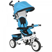 Qaba Tricycle Pour Tout-petits, Poussette De Velo 2 En 1 Pour Bebe Avec Auvent Pliable, Panier De Ra