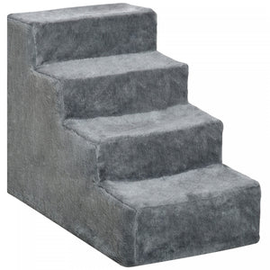 Pawhut Escalier Pour Chats Et Chiens, Pour Canape Et Lit Avec Housse Amovible, Gris Clair