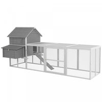 Pawhut Poulailler, Parc A Poules En Bois Avec Nichoirs, Parcours, Portes, Plateau, Rampe Pour 4-6 Po