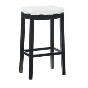 Tabouret bar Claridge en similicuir et sans dossier - noir et blanc