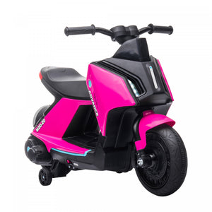 Aosom Moto Tout-terrain Electrique Pour Enfants 6 V Alimentee Par Batterie, Velo De Rue Tout-terrain Avec Musique, Phares, Batterie Rechargeable, Roues D'entrainement, Pour 2 A 4 Ans, Rose