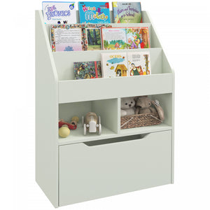 Homcom Bibliotheque Pour Enfants Multi-etageres Avec Tiroir De Rangement Pour Livres Pour Coin Lecture, Salle De Classe, Chambre, Salle De Jeux, Vert