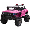Aosom Voiture A Chevaucher 12v Rc 2 Places Camion De Police Voiture Electrique Pour Enfants Avec Lumieres Led Completes, Mp3, Telecommande Parentale (rose)