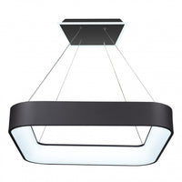 Lustre carré de la collection Lazio avec lampe à DEL intégrée de 24 po - noir