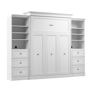 Grand lit escamotable Versatile de Bestar de 115 po (L) avec 2 organisateurs de garde-robe et tiroirs - blanc