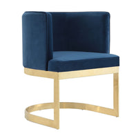 Chaise de salle à manger Aura de Manhattan Comfort en velours - bleu roi et laiton poli