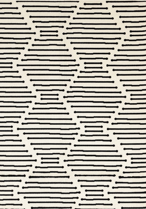 Carpette Forte noire et blanche à motif de rayures - 4 pi 7 po x 6 pi 7 po