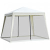 Outsunny 10x10pi Gazebo Tente Avec Filet Patio Auvent Activite De Fete En Plein Air Pare-soleil Jardin Abri Soleil Avec Murs En Maille Slant Leg Beige