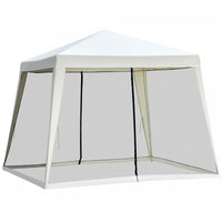 Outsunny 10x10pi Gazebo Tente Avec Filet Patio Auvent Activite De Fete En Plein Air Pare-soleil Jard