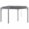 Outsunny Pergola Exterieure 9.5' X 9.7' Avec Toit Retractable, Auvent De Pergola A Persiennes En Aluminium, Abri De Patio Avec Piquets De Sol Pour Patio, Pelouse, Jardin, Gris