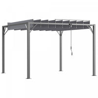 Outsunny Pergola Exterieure 9.5' X 9.7' Avec Toit Retractable, Auvent De Pergola A Persiennes En Alu