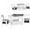 Qaba Ensemble Table Et Chaises 3 Pieces Pour Enfants, Ensemble Table Et Chaises 2 En 1 Avec Plateau Reversible, Tableau Noir, Rangement, Etageres, Pour Salle De Jeux, Creche, Salle De Classe, Gris