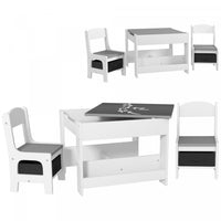 Qaba Ensemble Table Et Chaises 3 Pieces Pour Enfants, Ensemble Table Et Chaises 2 En 1 Avec Plateau