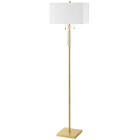 Lampe à pied Fernanda de Dainolite avec abat-jour blanc, fini laiton vieilli et 2 ampoule