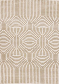 Carpette Leopold neutre, crème et beige à motif d’arches modernes - 5 pi 3 po x 7 pi 7 po