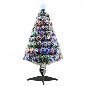 Homcom Arbre De Noel Artificiel En Fibre Optique Pre-illumine De 0.9 M Avec 12 Lumieres Led Et 90 Branches