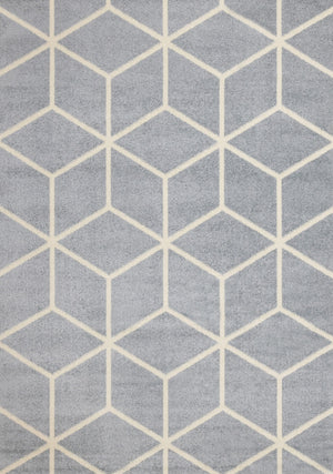 Carpette Ellis bleue et crème à motif géométrique moderne - 5 pi 3 po x 7 pi 7 po
