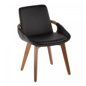Chaise de salle à manger de style du milieu du 20e siècle Cosmo en similicuir - noyer et noir