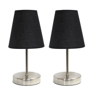 Ensemble de 2 mini lampes de table de base de Simple Designs nickel sable - noir