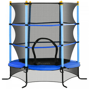 Soozier Trampoline Pour Enfants, Trampoline Pour Enfants De 5pi Avec Filet De Securite, Cadre En Acier Robuste, Trampoline Exterieur Et Interieur Pour 3 A 10 Ans, Bleu