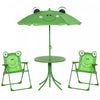 Outsunny Enfants Table De Pique-nique Pliante Et Chaise Ensemble Motif Grenouille Exterieur Jardin Patio Arriere-cour Avec Parasol Amovible Et Reglable En Hauteur Vert