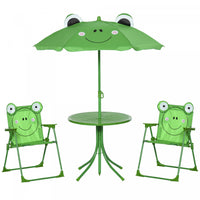 Outsunny Enfants Table De Pique-nique Pliante Et Chaise Ensemble Motif Grenouille Exterieur Jardin P