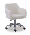 Chaise de bureau Rylen en tissu en Sherpa - blanche