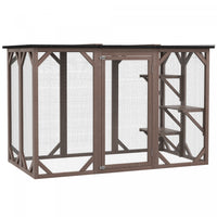 Pawhut Cage Pour Chat Maison D'exterieur En Bois Pour Chat Cage Interieure Avec Toit En Asphalte, Pl