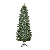 Homcom Arbre De Noel Floque De 7,5 Pieds Avec Pommes De Pin, Vert