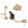 Pawhut Etageres Pour Chat Avec Griffoir, Plateforme De Saut En Forme De Nuage, Etageres Murales Pour Chat Pour Se Detendre, Dormir, Grimper, Mur Pour Chat Avec Echelle Souple Et Balles De Jeu, Beige