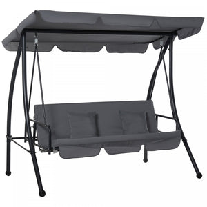 Outsunny Balancelle De Jardin 3 Places Convertible Lit Hamac Exterieur Patio Pare-soleil Inclinaison Reglable Gris Fonce