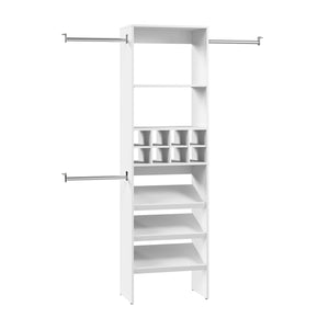 Organisateur de garde-robe Carina de Bestar de 24 po (L) avec tablettes pour chaussures, tringles à vêtements et compartiments - blanc