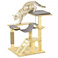 Pawhut Arbre A Chat Centre D'activites Multi-equipe Griffoirs En Jute Plate-formes Echelle Hamac Cou