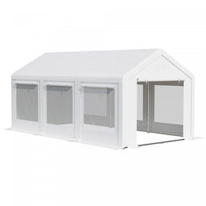 Outsunny 20' X 10' Tente De Fete Pavillon De Jardin Avec 6 Parois Laterales Amovibles Et Fenetres Pour L'evenement Exterieur, Blanc